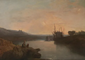 Kasteel Harlech, vanaf Twgwyn Ferry, zomeravondschemering